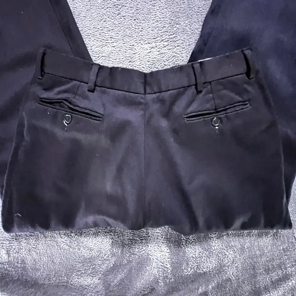 Italian Trousers Navy Tailored Dress Pants 32x31 100% Wool Made in Milan